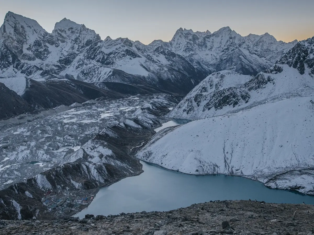 Scene of Gokyo Lake during winter 