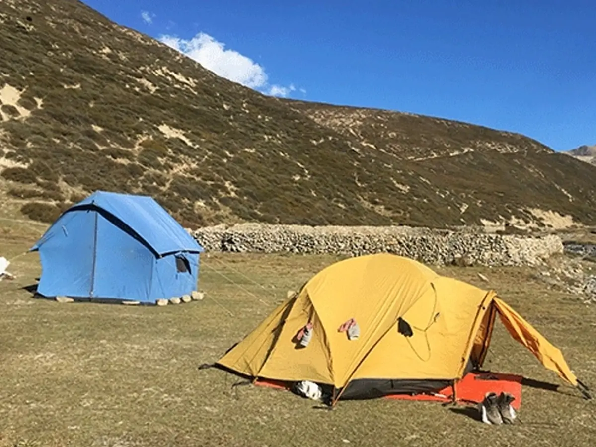 Living in tent during Everest trek 