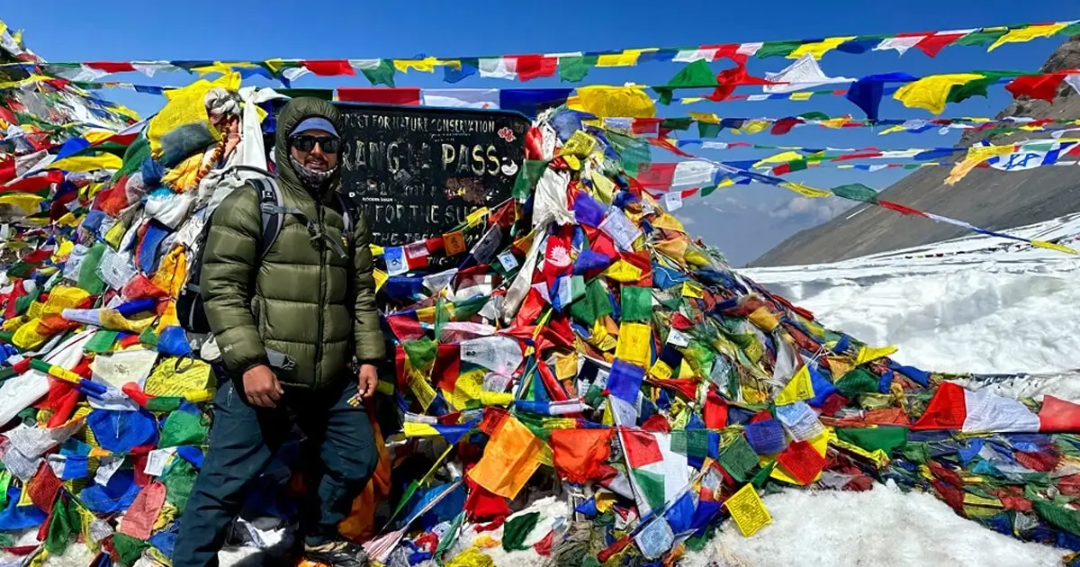 At Thorong La Pass (5416 m)
