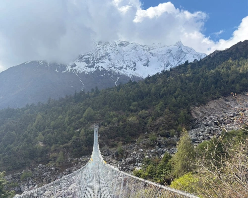 Suspension Bridge On Manaslu Circuit Route